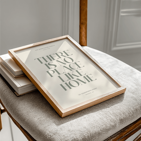 No place like home print art print for dining room in Beige and Green