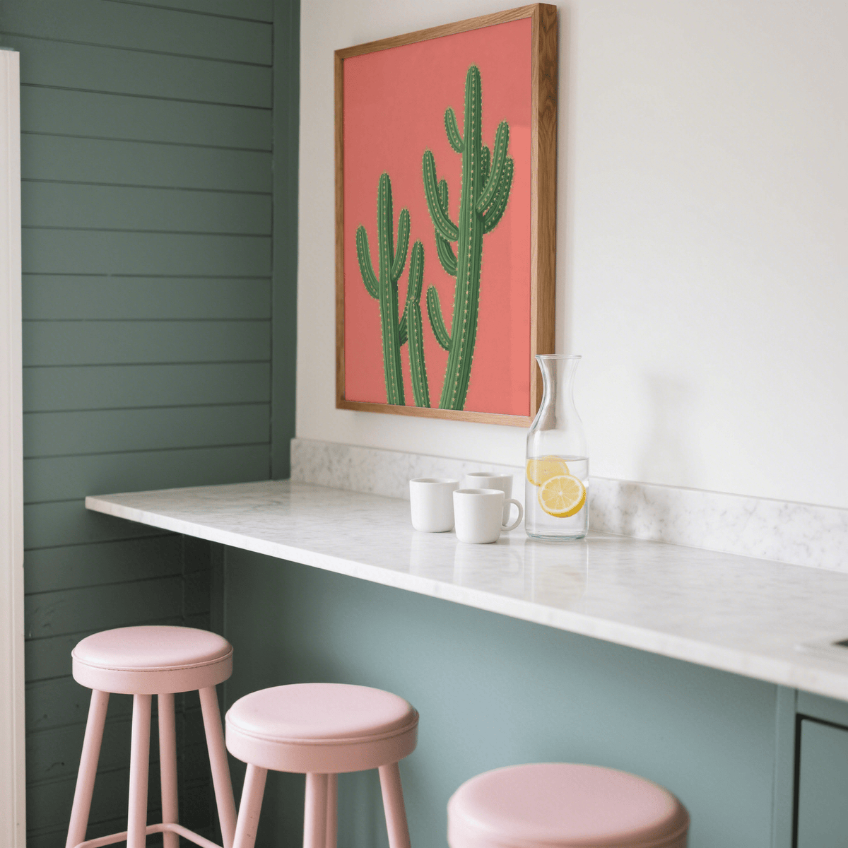 Pink Cactus Poster contemporary wall art for cozy living spaces