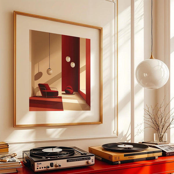 Elegant modern red wall art suitable for architectural interior styling