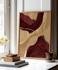 Neutral Organic Abstract Art poster with earthy Red, Brown, Beige, White tones suitable for bedroom