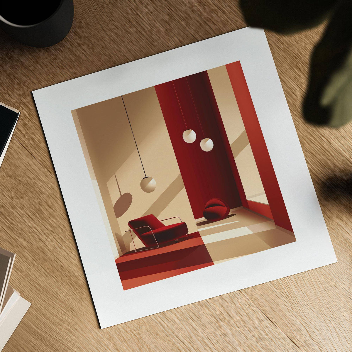 Bold red wall art print perfect for elegant bedroom interiors