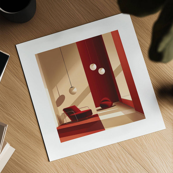 Bold red wall art print perfect for elegant bedroom interiors