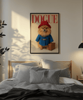 Paddingtron Bear Pomeranian print, colorful poster for bedroom with red and blue hues
