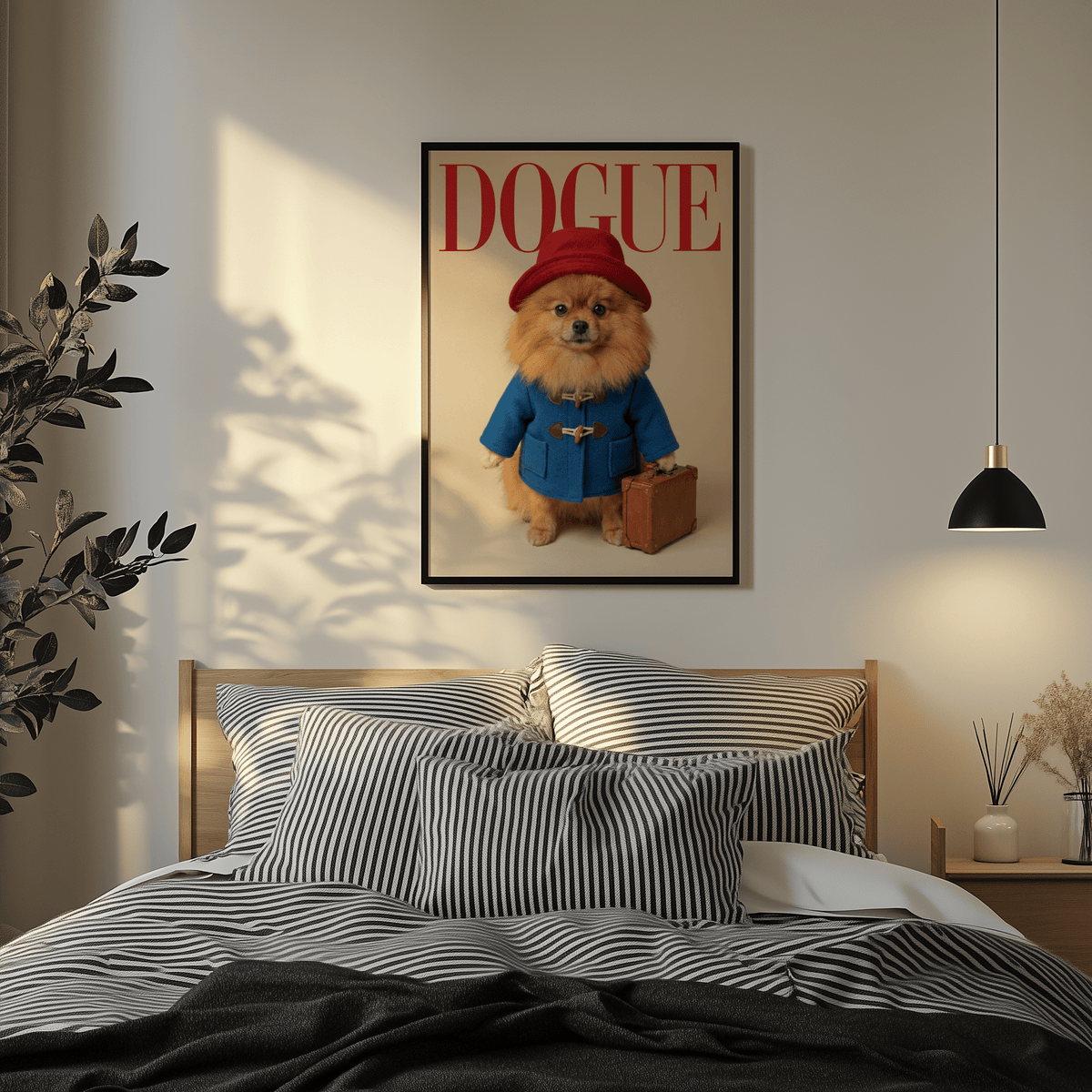 Paddingtron Bear Pomeranian print, colorful poster for bedroom with red and blue hues