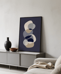 abstract modern art poster using Blue Gray White Beige for modern bedroom