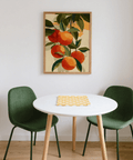 Fruit Art Print oranges with green, yellow accents for modern kitchen poster