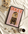 Military Dog Wall Art in cute uniform, pink tones, bedroom print