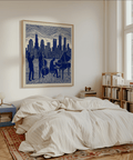 Stylish Musician Poster Art in blue and white for entryway poster