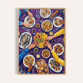Colorful Dining Poster with Purple and Yellow in a dining room art print
