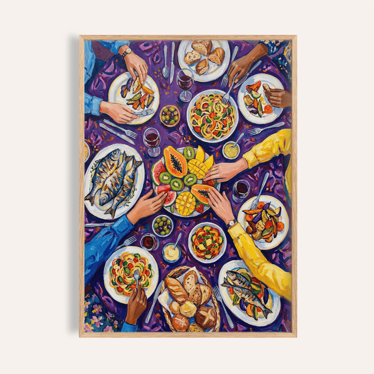 Colorful Dining Poster with Purple and Yellow in a dining room art print