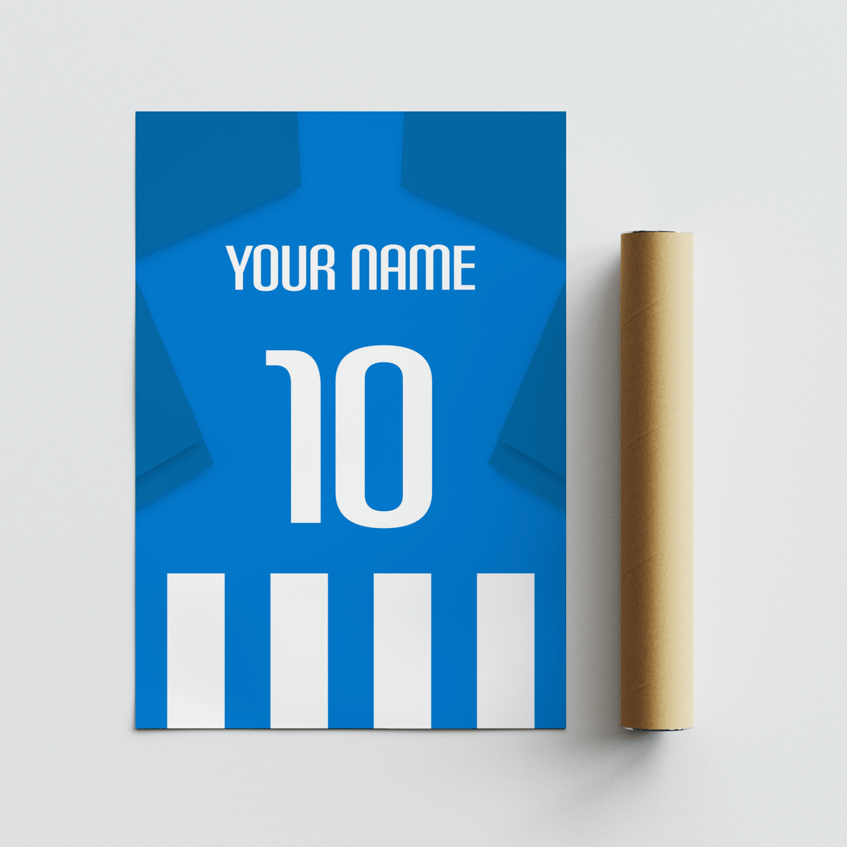 Straight-on Blue and White Deportivo Alaves Football Shirt Poster featuring bold 10 numeral