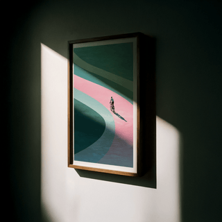 Minimalist Cycling Art Print poster showing cyclist silhouette mid-ride