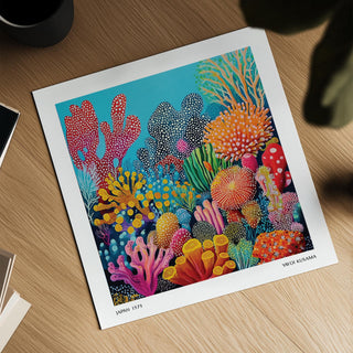 Coral reef abstraction rendered in a colorful ocean picture with organic textures.