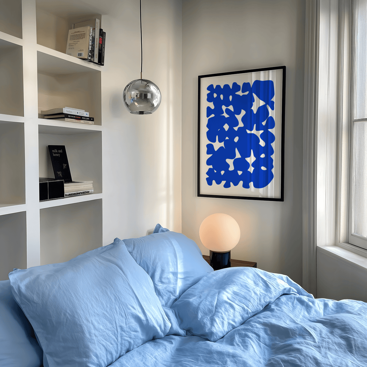 Modern Abstract Art in blue, bold design for office decor poster