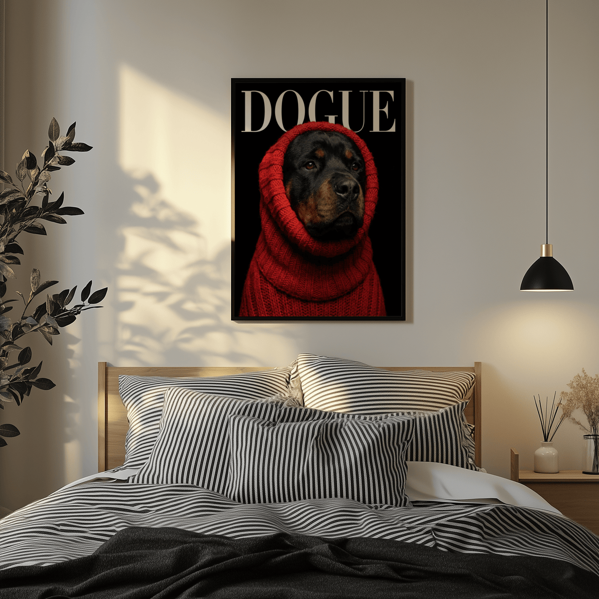 Rottweiler Art wall art in Red and Black for office decor