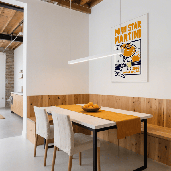 Vibrant Porn Star Martini Print wall art, Orange and Blue for entryway