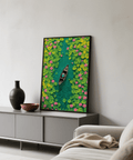 Colorful Water Lily Poster vibrant print with blue tones for lounge area