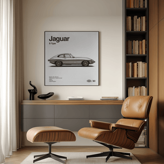 Jaguar E-type Print, Gray palette for creative studio wall art