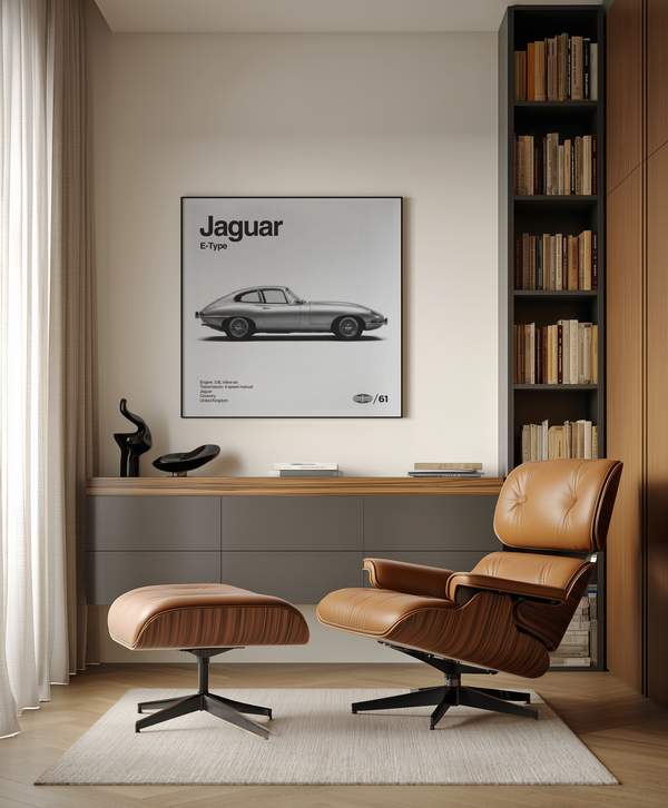 Jaguar E-type Print, Gray palette for creative studio wall art