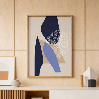 Curved silhouettes abstract wall art print in minimalist style