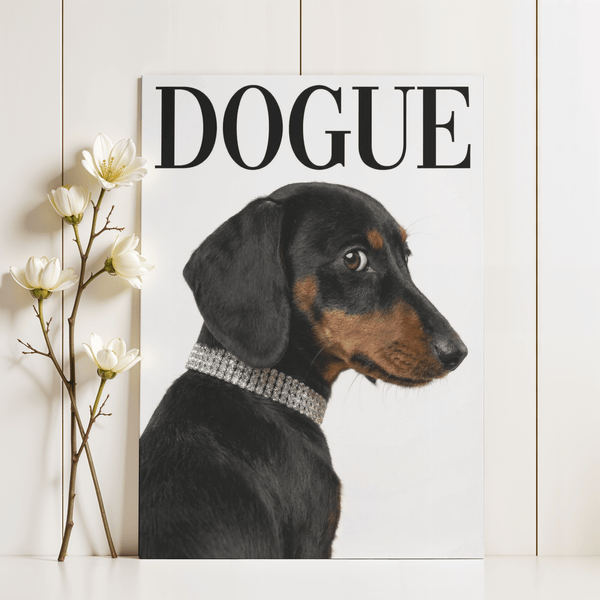 Dachshund Art Print modern poster, Black dog on White, ideal for hallway display