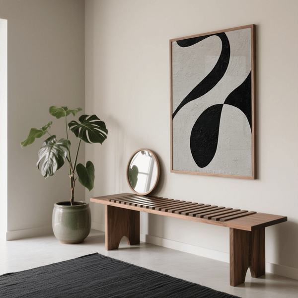 Abstract Black and White Art modern art print in Gray and Black for hallway