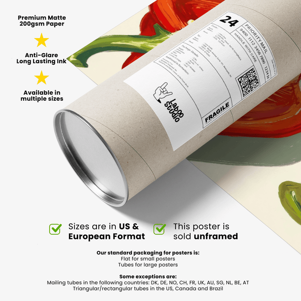 Bright wall art for culinary spaces with Colorful Bell Pepper Print and vivid tones