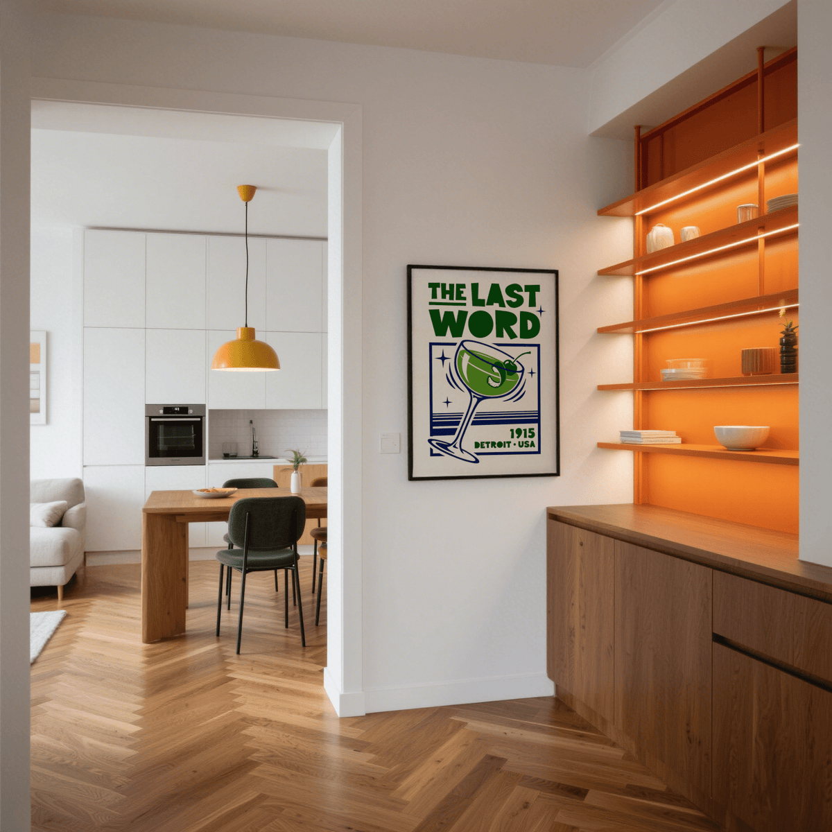 Cocktail Art Print showcasing green and blue, perfect for lounge