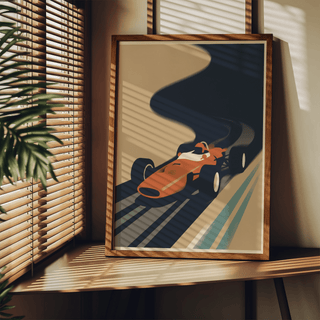 Graphic Motorsport Wall Art poster of a single-seater on curving track