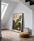 Decorative wildflower art prints with green leaves and orange sprigs.