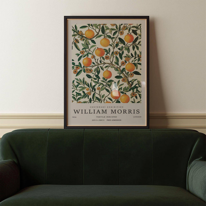 Large vintage posters showing ripe oranges and leaves for dining room decor