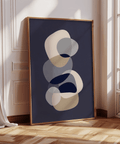 abstract modern art wall art featuring Blue Gray White Beige for office decor
