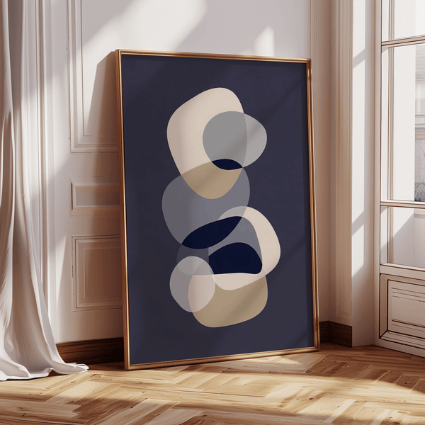abstract modern art wall art featuring Blue Gray White Beige for office decor