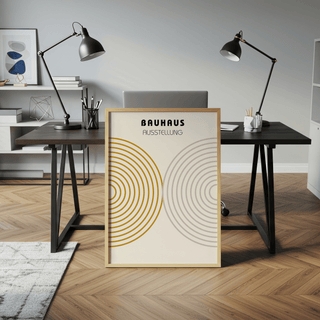 Minimalist Wall Decor art print with beige detail in a modern living room