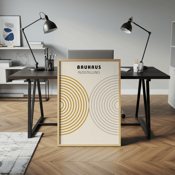 Minimalist Wall Decor art print with beige detail in a modern living room