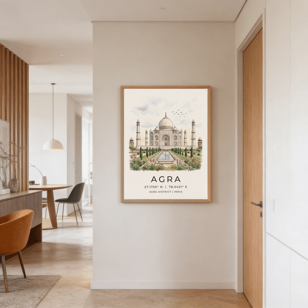 Landscape wall art print with flowers foreground and monument centered