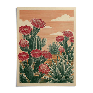 Cactus Desert Art, shown as an unframed paper print on a plain white background