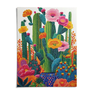 Cactus Floral Wall Art, shown as an unframed paper print on a plain white background