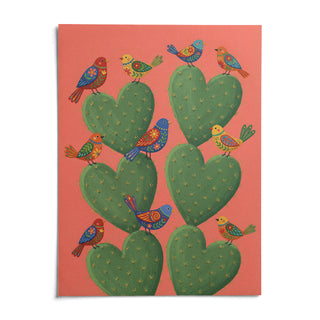 Cactus Heart Poster, shown as an unframed paper print on a plain white background
