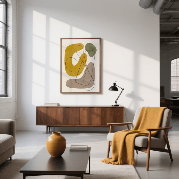 Soft tones Abstract Wall Print in Green, Beige, and Brown for entryway poster