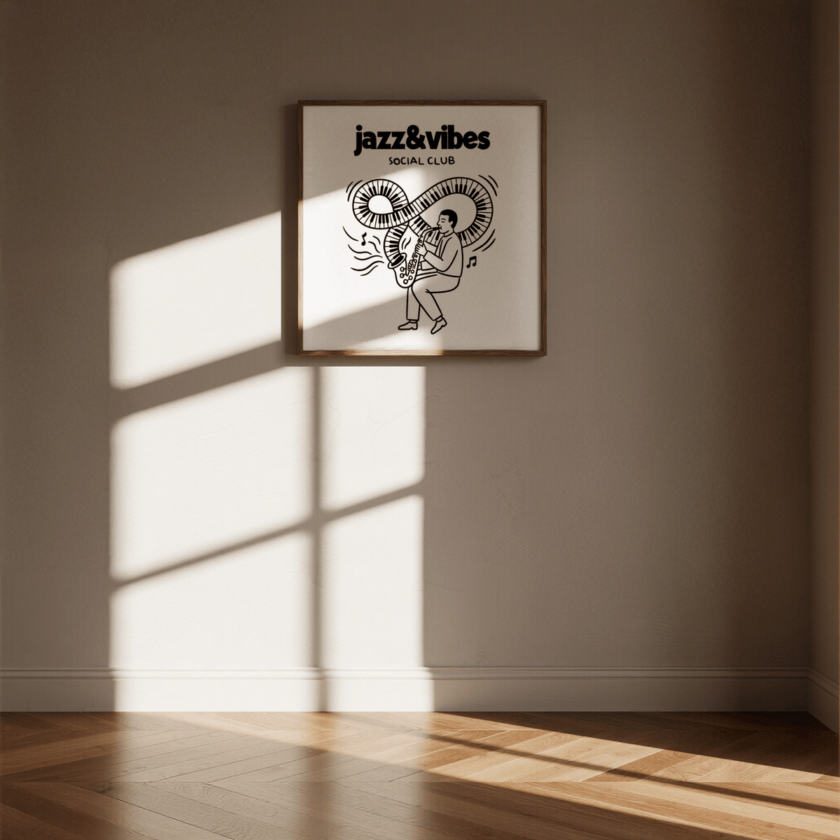 Jazz Social Club Art Print with piano keys for bedroom decor