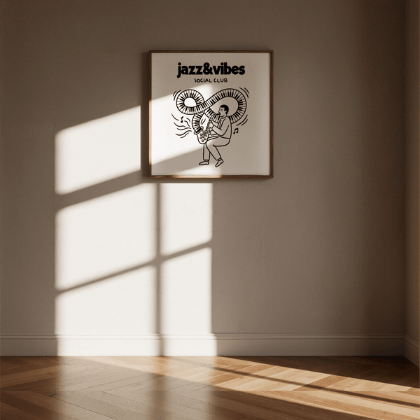 Jazz Social Club Art Print with piano keys for bedroom decor