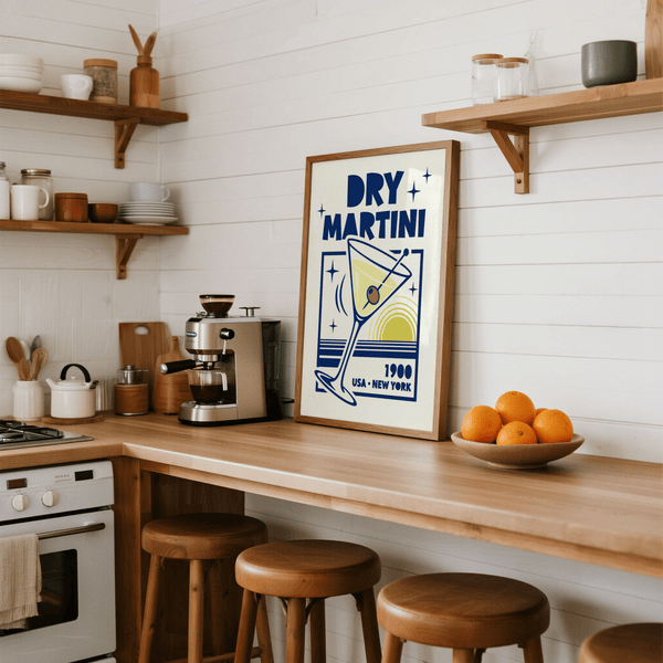 Dry Martini Wall Art with bold colors for a kitchen poster