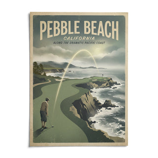 California Coastal Golf Print, shown as an unframed paper print on a plain white background