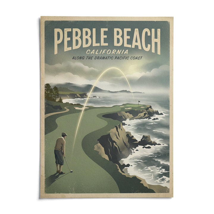 California Coastal Golf Print, shown as an unframed paper print on a plain white background