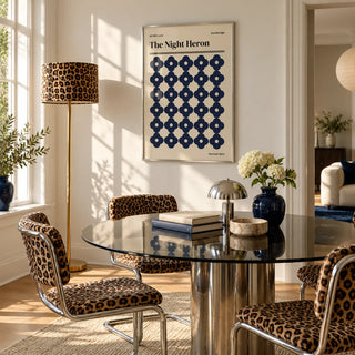 Cambridge Print, framed on the wall of a bright white dining room in strong afternoon sun