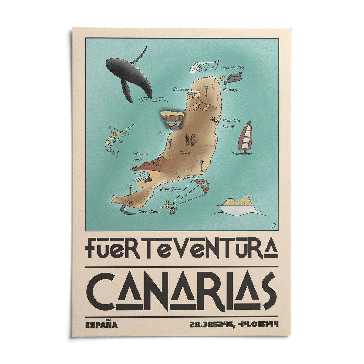 Canary Islands Wall Art, shown as an unframed paper print on a plain white background