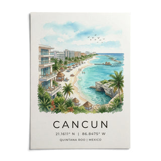 Cancun Beach Art Print, shown as an unframed paper print on a plain white background
