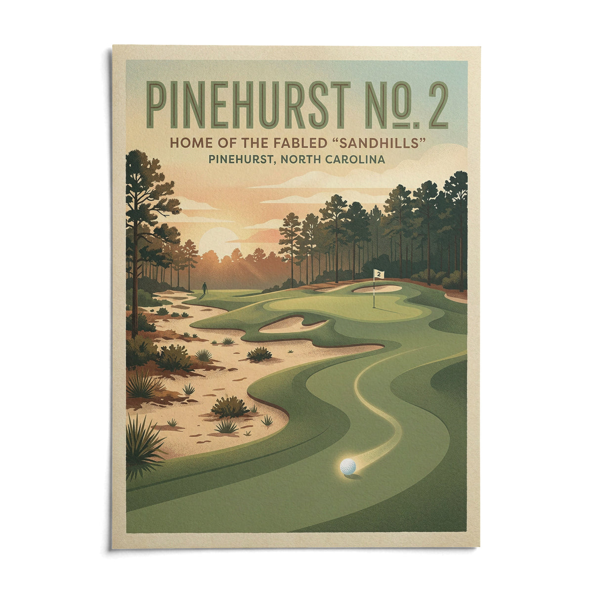 Carolina Golf Course Art Print, shown as an unframed paper print on a plain white background
