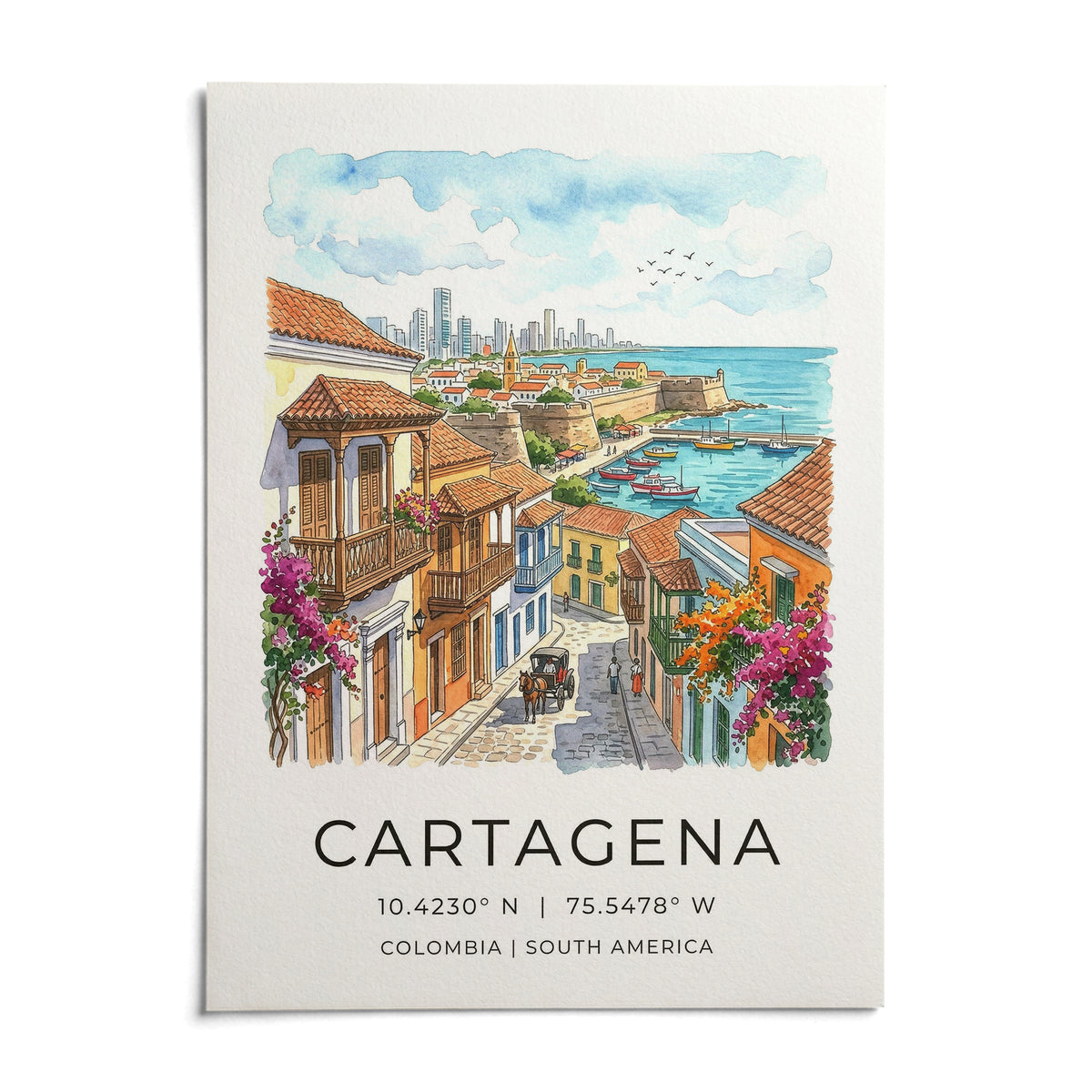 Cartagena Art Print, shown as an unframed paper print on a plain white background